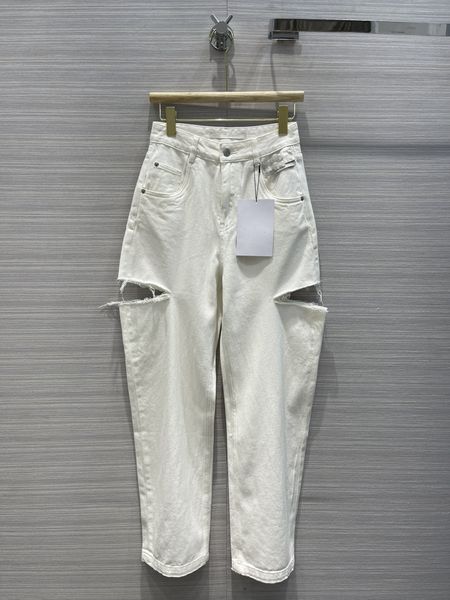 

luxury women's jeans 2021 spring autumn white/blue print fashion designer straight brand same style jeans 0829-10