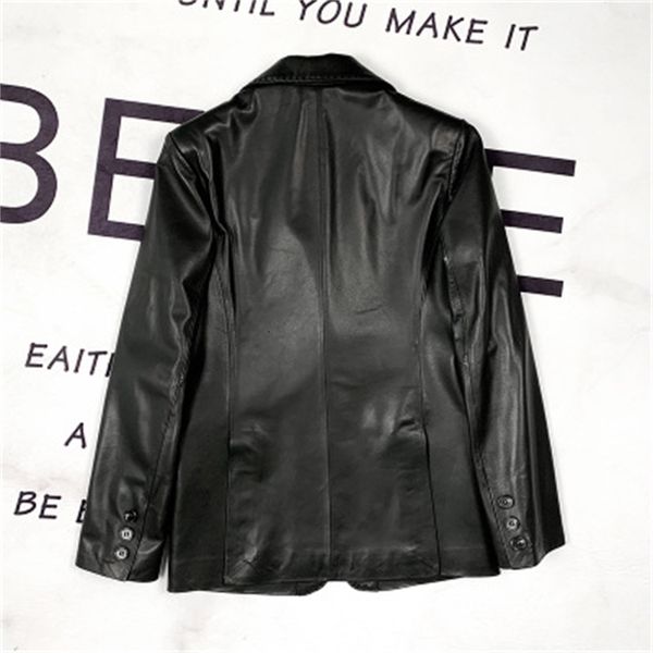 

2021 female spring genuine sheep leather e35 jacket wwpp, Black;brown