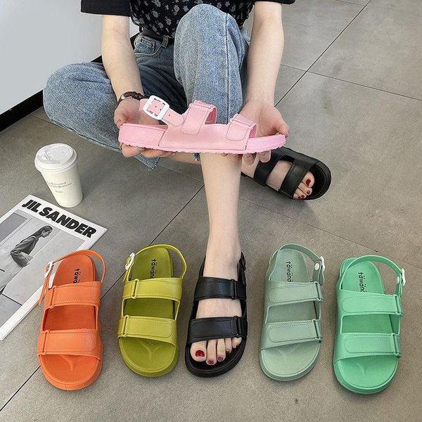 

sandals women 2021 summer buckle soft jelly shoes female casual thick bottom comfort ladies footwear designed fashion, Black