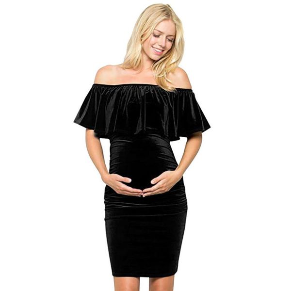 

maternity dresses dress premium soft stretch cold shoulder pography party bodycon hamile elbise zwangerschaps kleding #4m29, White