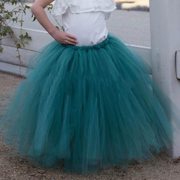 

girls dark green long women skirts tutu kids ballet dance tulle pettiskirts underskirt children birthday wedding party costume, Blue