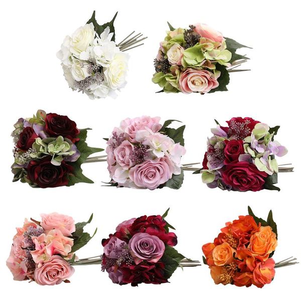 

decorative flowers & wreaths artificial hydrangea rosette bouquet bridesmaids sisters hand for wedding party valentine's day pographing