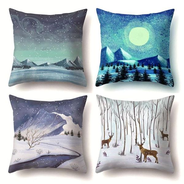 

cushion/decorative pillow 2021 scenery cushion cover cute cartoon polyester case throw pillows for bedroom office car waist