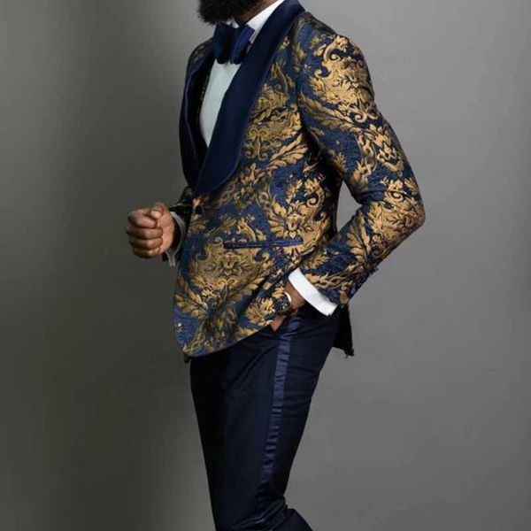 

men's suits & blazers navy blue jacquard prom men's suits for the fine groom's wedding fitting african male tuxedo blazer thr, White;black
