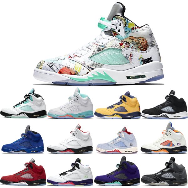 

for man basketball shoes 5 5s fire red alternate grape blue suede international flight laney royal metallic silver oreo space 3 trainers out