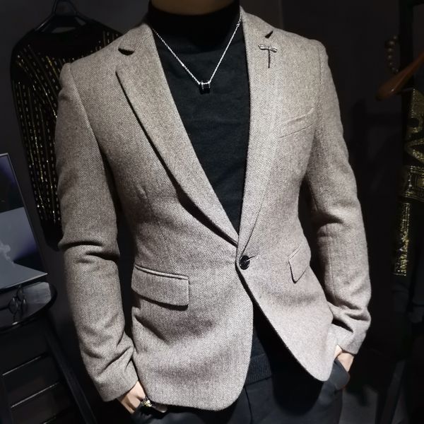

2021 new mens blazer jacket herringbone suit designer costume mariage homme party suits tuxedo groom wedding trajes de para fiesta jcpy, Black;brown