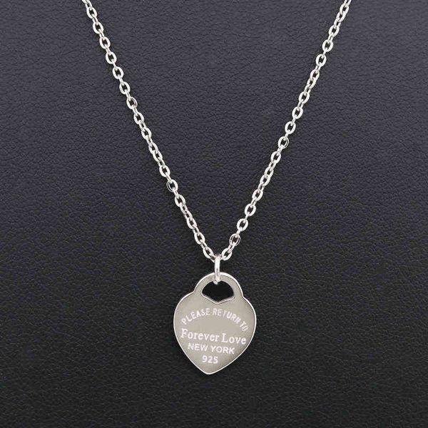 

fashion luxury famous brand love necklace women paragraph clavicle necklace gold peach heart pendant necklace fine jewelry y1208, Silver