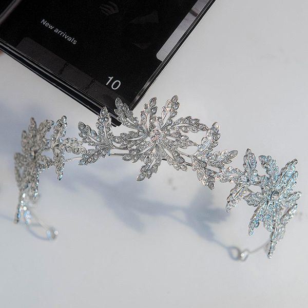 

hair clips & barrettes floral leaves headband princess crown hoop rhinestones bridal headdress accessories for bride women ea, Golden;silver
