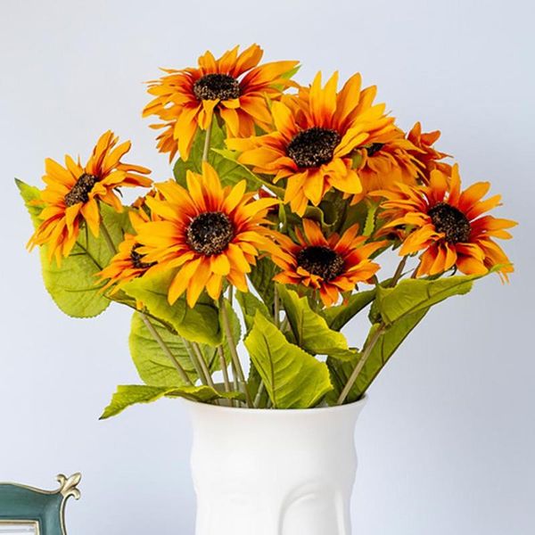 

decorative flowers & wreaths sunflower decor artificial sunflowers fake plastic bouquet ornament home kitchen office decoration for garden w