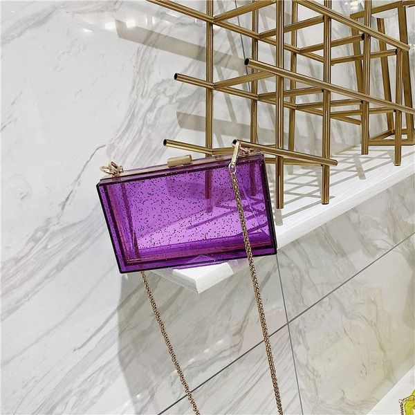 

fashion sequin box women acrylic clear purses and handbags party clutch bag evening bag ladies shoulder chain bag 2020 new