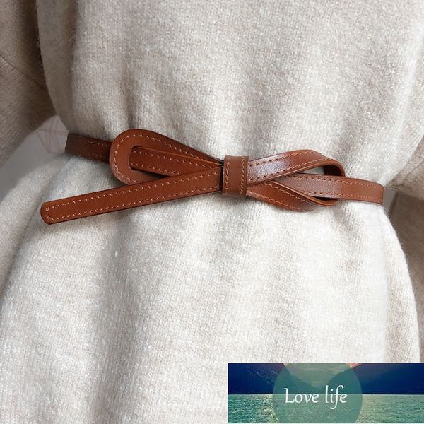 

110cm female wild belts strap thin waistband knotted bow waist belt for women fashion leather dress clothes decoration jewelry factory price, Black;brown