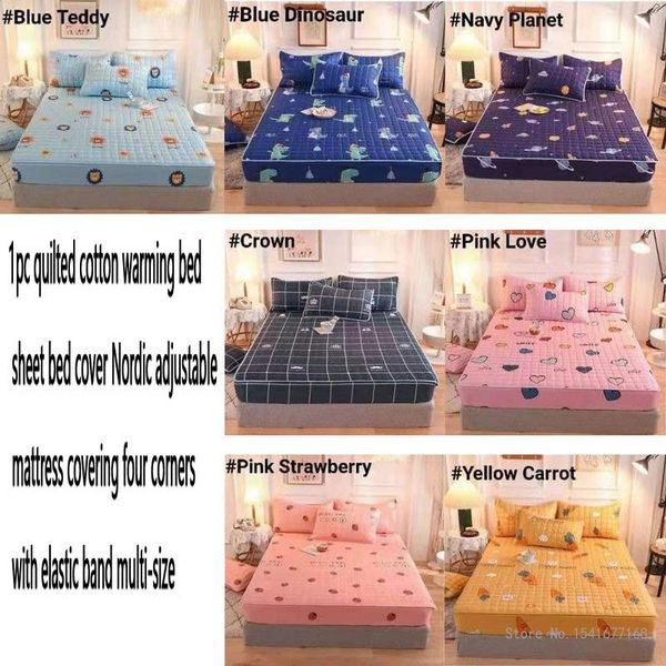 

sheets & sets 1pc quilted cotton warming bed sheet cover nordic adjustable mattress covering four corners with elastic band multi-size