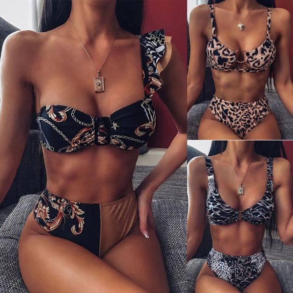 

high waist bikini women swimsuit female ruffle thong brazilian set biquini bathing suit, White;black