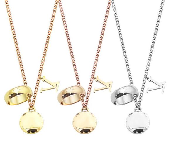 

ouis avuit ton pendant necklaces designer with the original box simple v ring engraved four-leaf necklace lovers, Silver