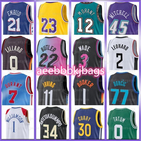 

kevin 7 durant kyrie harden irving luka basketball jerseys donovan doncic joel dwyane lillard embiid mitchell antetokounmpo gobert morant, Black;red
