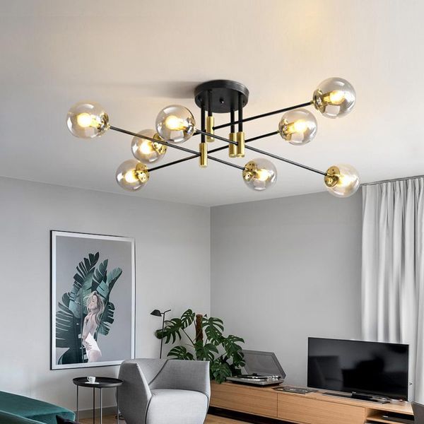 

chandeliers nordic glass modern led ceiling chandelier lights for dining living room home decor bedroom restaurant black lamp fixture
