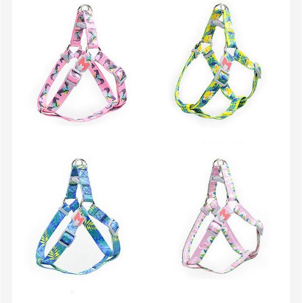 

dog collars & leashes print pet harness no pull adjustable leash vest classic running strap belt for small and medium dogs