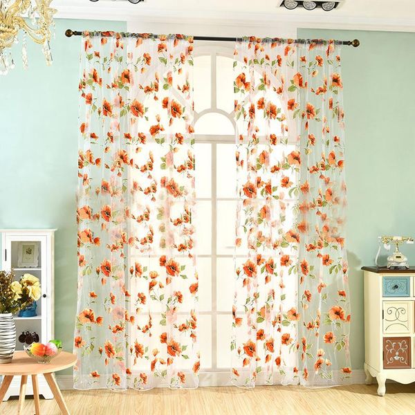 

leaves curtain tulle window drape panel sheer scarf valances office floral vines modern