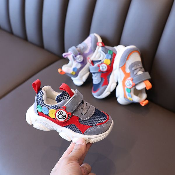 

Children Casual Shoes 2021 Summer Girls Boys Sports Shoes Kids Mesh Sneakers Breathable Cartoon Soft Bottom Infant Toddler Shoes, Beige