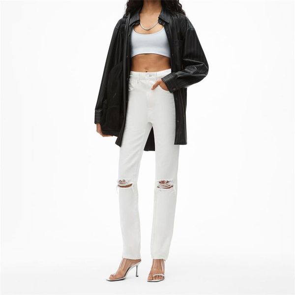 

women's pants & capris 2021 summer and autumn style cotton straight-leg denim trouserswomen'shigh-quality fashion washed high-wais, Black;white