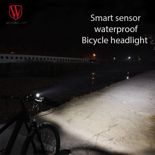

wheel up outdoor cycling mountain bike light sensor bicycle light headlight led night cycling lamp headlight