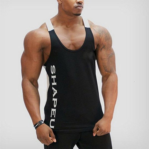 

gym mens muscle sleeveless tank men tee shirt bodybuilding sport fitness vest plus size, White;black