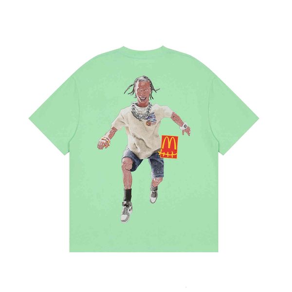

trendy travis cartoon portrait printed hip hop rap loose short sleeve trendy t-shirt men and women bf, White;black