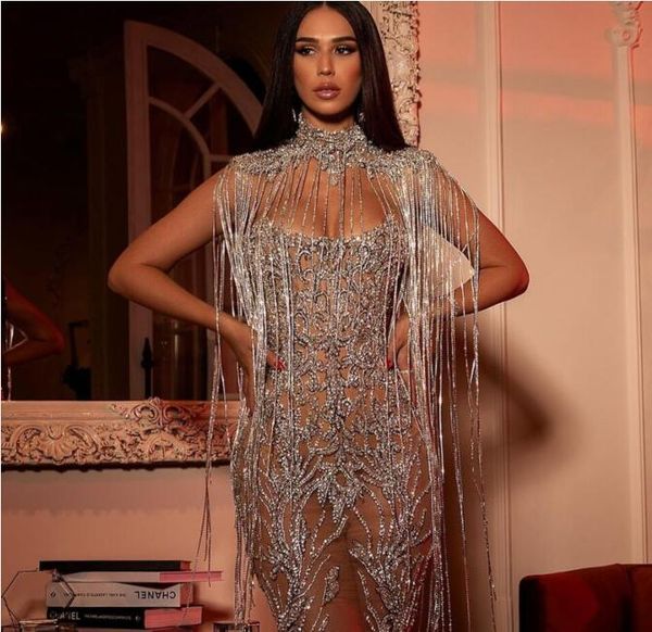 

evening dress high neck silver tassel off shoulder long dress ankle length yousef aljasmi kendal jenner women street dress kim kardashian, Black;pink