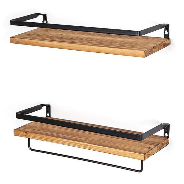 

2pcs floating shelves wall mounted storage for kitchen bathroom decor c90a
