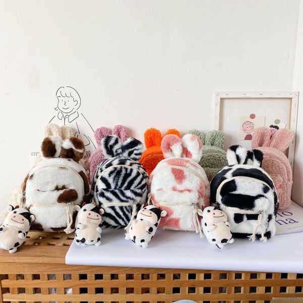 

plush children backpacks kids kindergarten school bags animal print infant book bags for girl boys cute pendant toddler backpack