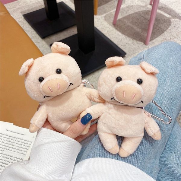 

keychain plush pendant cute pig doll airpod2 wireless bluetooth headset case anti falling silicone protective cover