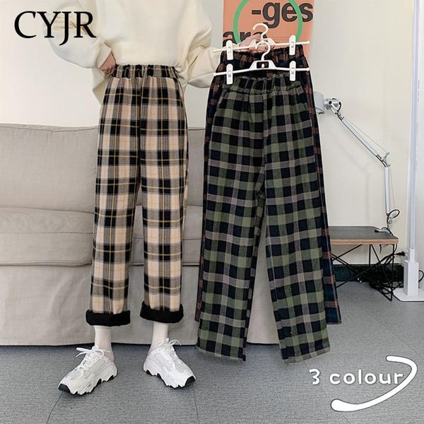 

women's pants & capris checkered for women vintage plaid fashion korean style wide leg summer blue harajuku oversized trousers, Black;white