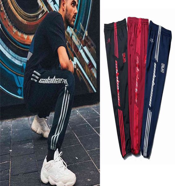 6 Pantaloni sportivi Pantaloni larghi Pantaloni casual di alta qualità Strisce laterali Calabasas Tab lettera Stagione 6-Pantaloni