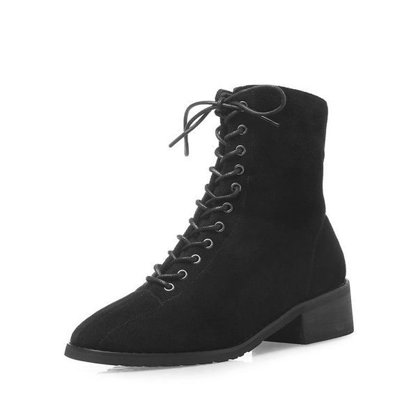 

boots winter women's 2021 suede and velvet warm fashion casual, Black