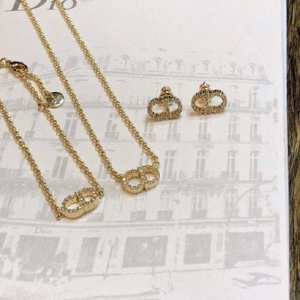 

special offer 75%off outlet bracelet 2021 new letter with stone earrings, Silver