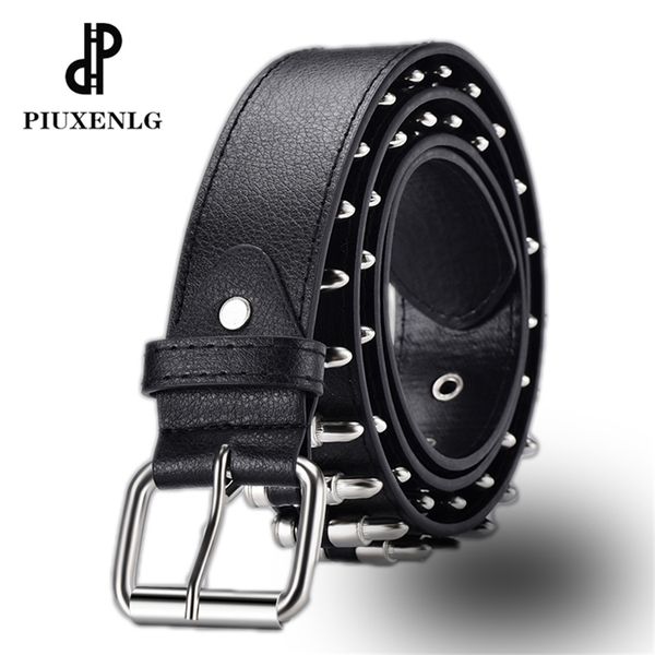 

hollow bullet decoration belt fashion ladies leather luxury studded gift mans goth rock wild adjustable womens punk black 220304, Black;brown