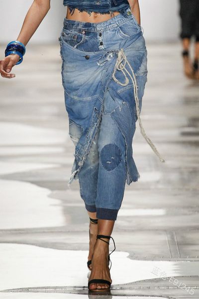 

women's jeans wepbe low waist fashion women vintage denim hole lace up female stretch slim pencil pant distressed jcgn, Blue