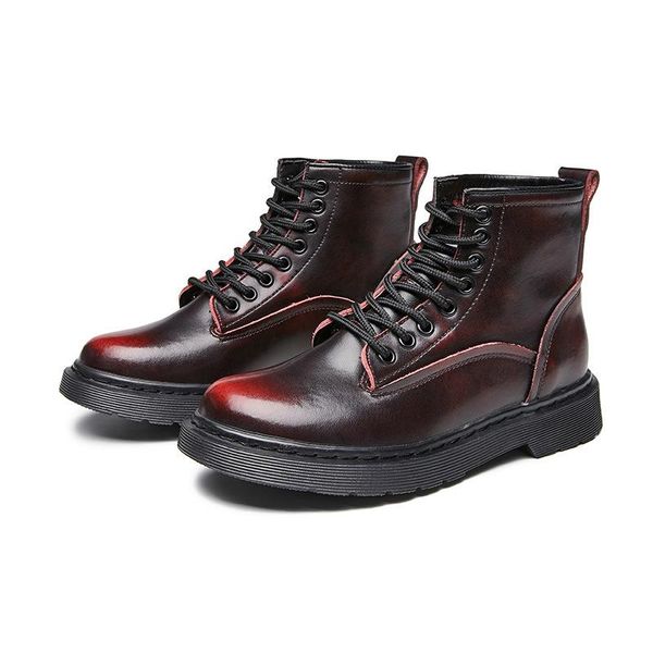 

boots split leather ankle women autumn military snow lace-up female winter shoes ladies punk motocycle bota feminina, Black