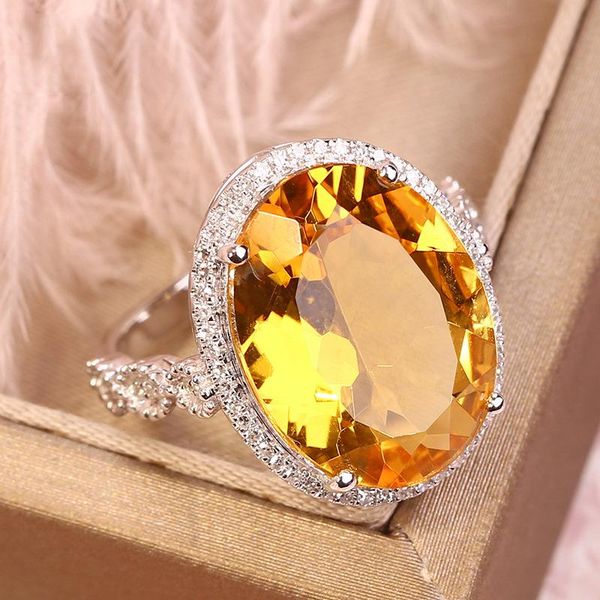 

wedding rings sucao classic oval cut cubic zirconia engagement for women charm big zircon adjustable ring female jewelry gift, Slivery;golden