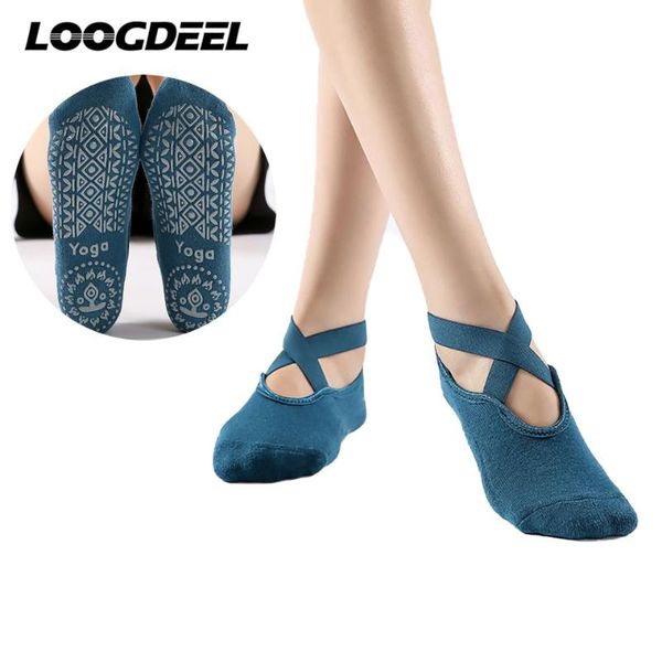 

sports socks loogdeel bandage yoga concise comfortable breathable soft shockproof non-slip pvc particles sweat-absorbent, Black