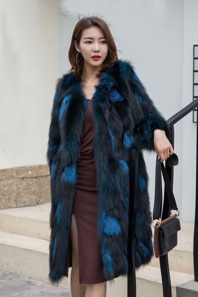 

women's fur & faux genuine real natural coat long jacket ladies warm winter outwear custom big size, Black