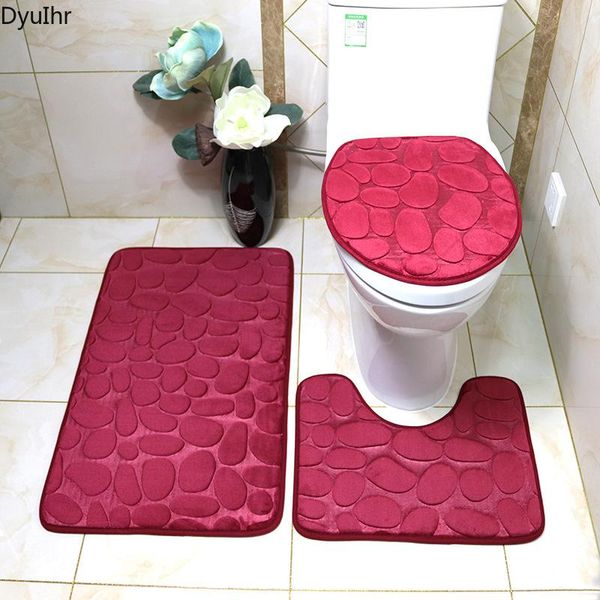 

bath mats pebbled stone toilet three-piece bathroom non-slip mat kitchen floor absorbent accessories