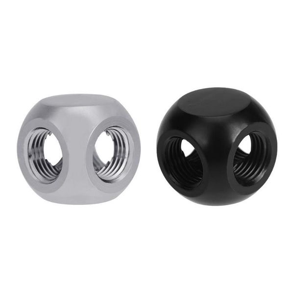 

fans & coolings brass g1/4 inner thread 4 way water tube connector splitter tee fittings ball shaped adapter for pc cooling silver/black