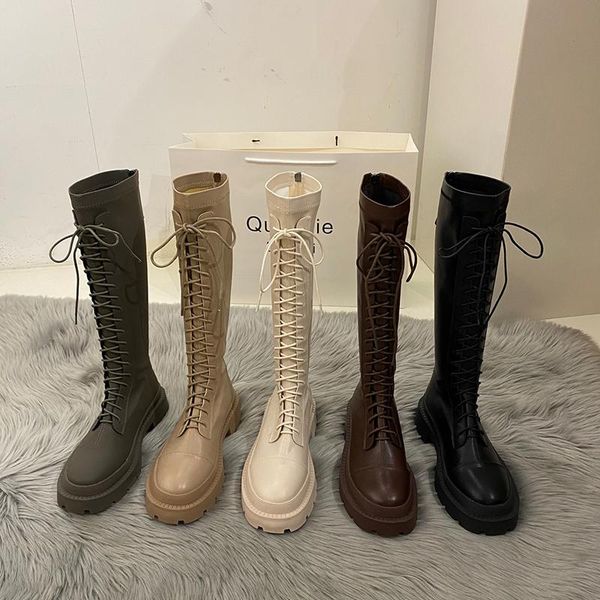 

boots shoes winter lady boots-women thigh high heels round toe 2021 lolita over-the-knee mid calf rubber, Black