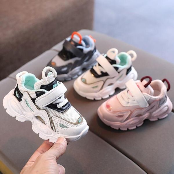 

athletic & outdoor kids sports shoes children casual mesh toddler girls boys running air cushion damping sneakers soft bottom, Black