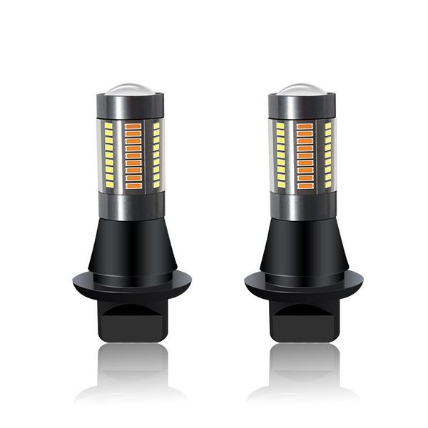 

emergency lights factory direct sales automotive led bi-color daytime running with steering decoding canbus t20 1156 4014 66