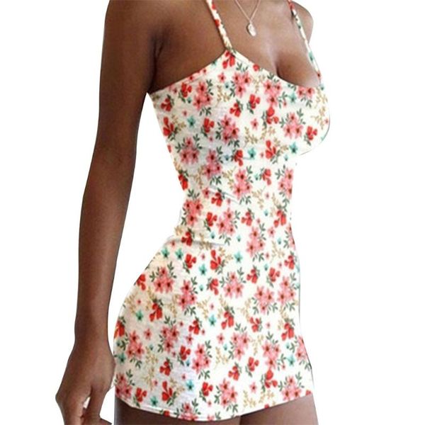 

casual dresses q39c women summer spaghetti strap bodycon mini sling dress boho vintage camouflage floral print slim beach sundress, Black;gray