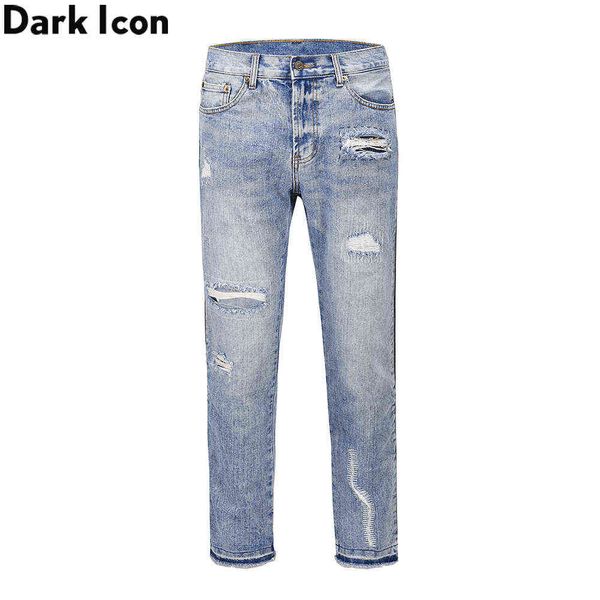 

size zipper jeans men high street fashion men's denim pants 210603, Blue