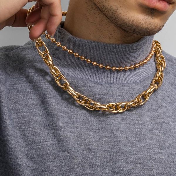 

lacteo exaggerated multilayer twist round circle chain choker necklace 2021 steampunk charm necklace jewelry for women gifts, Golden;silver