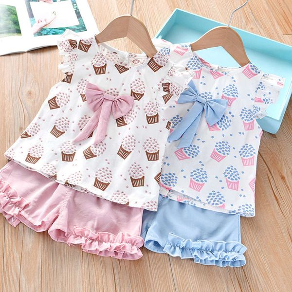 

two-piece suit fashion korean children's shorts children girls' short sleeve summer style, White